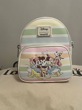Mickey & Friends Rainbow Stripes Convertible Mini Backpack & Crossbody Bag NWT